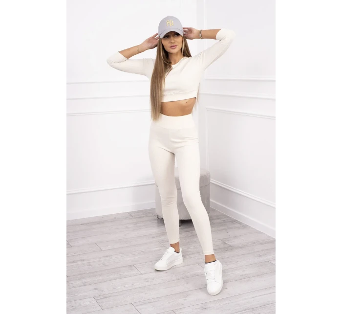 Pruhovaná souprava světle béžová