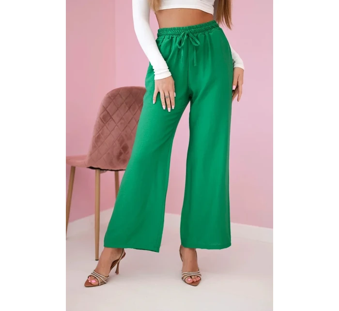 Viskózové kalhoty se širokými nohavicemi světle zelená