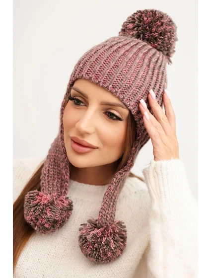 Dámská čepice ušanka Emma K343 pudrově růžová Dámská čepice ušanka Emma K343 pudrově růžová