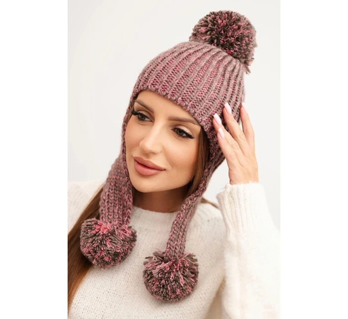 Dámská čepice ušanka Emma K343 pudrově růžová Dámská čepice ušanka Emma K343 pudrově růžová