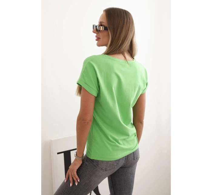 Dámská bavlněná halenka s ozdobným potiskem model 22014293 zelená - K-Fashion