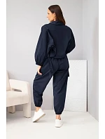 Dámská bavlněná souprava s model 22294798 mikinou a kalhotami modrý granátová - K-Fashion