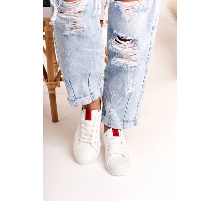 Dámské Kožené Tenisky Se Stuhou BIG STAR DD274685 Bile Dámské Kožené Tenisky Se Stuhou BIG STAR DD274685 Bile