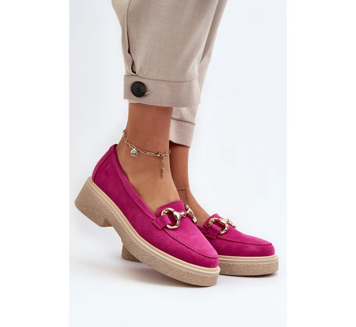 Zazoo 3429 Semišové Dámské Mokasíny S Ozdobou Fuksie
