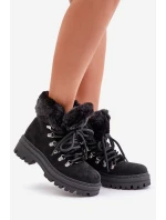 Dámské Šněrovací Boty S Kožíškem Černé Vaminia Dámské Šněrovací Boty S Kožíškem Černé Vaminia