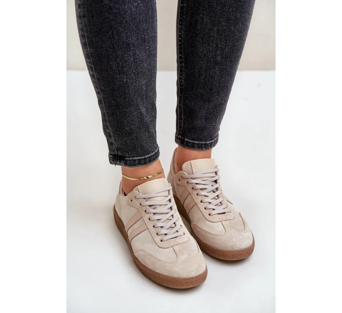 Nízké dámské semišové tenisky béžové Zazoo N1068