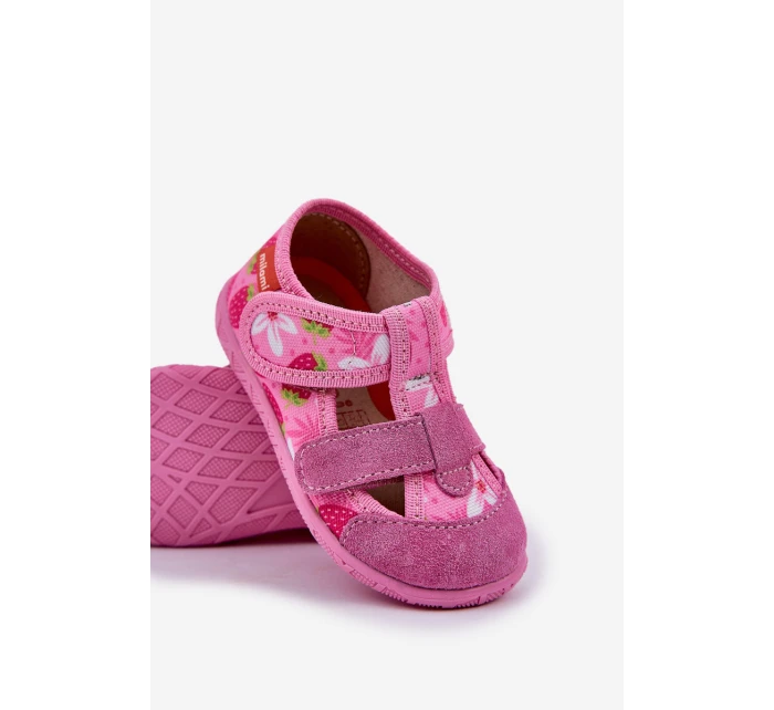 Dětské pantofle na suchý zip s růžové model 21682749 - Milami