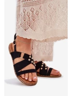 Dámské sandály na plochém podpatku se zlatými hroty černé Zanira Dámské sandály na plochém podpatku se zlatými hroty černé Zanira