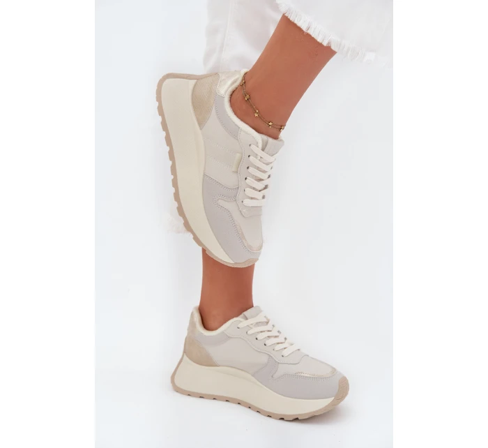 Zateplené dámské sneakersy na platformě Big Star SS274008 HI-POLY SYSTEM světle béžové Zateplené dámské sneakersy na platformě Big Star SS274008 HI-POLY SYSTEM světle béžové