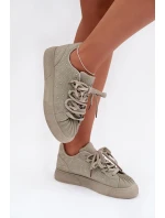 Ozdobené dámské tenisky zelené model 21834867 - Boto