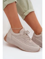 Kožené dámské tenisky s síťovinou model 22026520 šedé - SERGIO LEONE Kožené dámské tenisky s síťovinou model 22026520 šedé - SERGIO LEONE