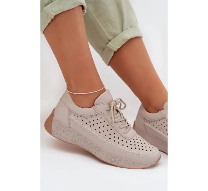 Kožené dámské tenisky s síťovinou model 22026520 šedé - SERGIO LEONE Kožené dámské tenisky s síťovinou model 22026520 šedé - SERGIO LEONE