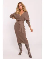 M810 Svetrové šaty s výstřihem do V - cappuccino