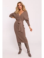 M810 Svetrové šaty s výstřihem do V - cappuccino