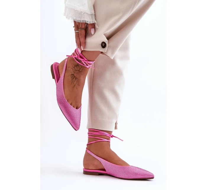 Dámské baleríny s kamínky zdobené růžové Jange