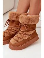 Dámské sněhule na platformě s kožíškem a šněrováním Marinna – camel Dámské sněhule na platformě s kožíškem a šněrováním Marinna – camel
