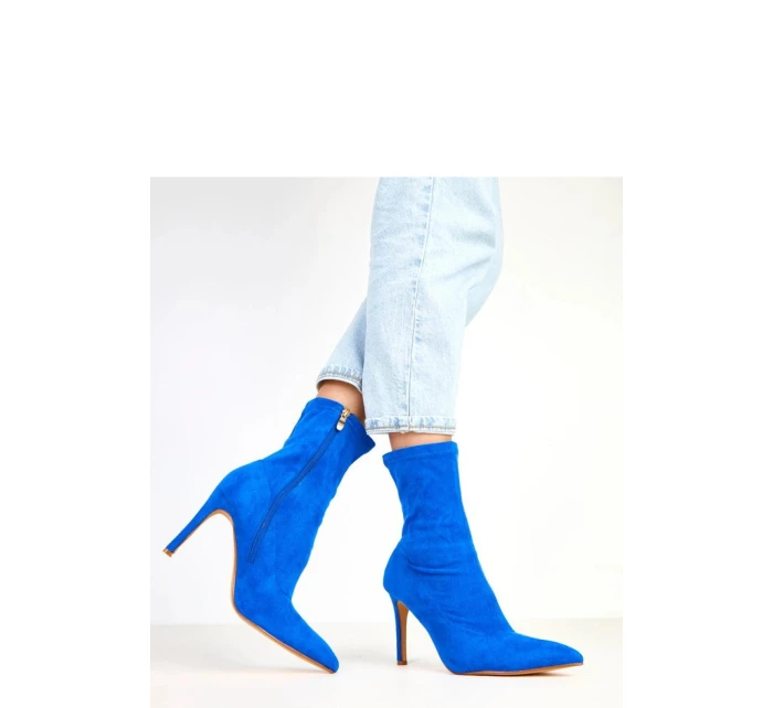 Dámské kotníkové boty na jehlovém podpatku AX-121 Královská modř - COMER Dámské kotníkové boty na jehlovém podpatku AX-121 Královská modř - COMER