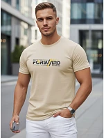 Tshirt męski z nadrukiem beżowy model 22182653 - FashionStreet Tshirt męski z nadrukiem beżowy model 22182653 - FashionStreet