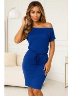 model 21083443 Sportovní šaty s krátkým rukávem a kapsami chrpově modré - numoco