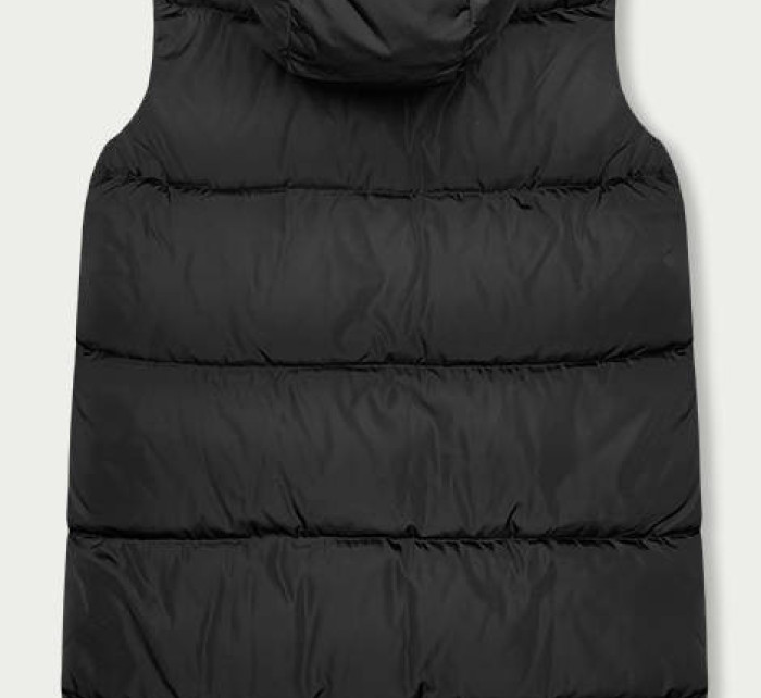 Černo-khaki dlouhá oboustranná dámská vesta (B8159-1)