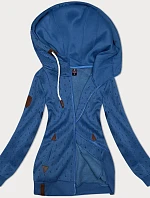 Dámská rozepínací mikina s žebrovanými manžetami modrá (2306)