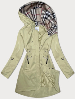 Tenký béžový dámský kabát s ohrnutými rukávy Glakate (LU98019#)