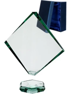 Skleněná trofej s matným podstavcem a pouzdrem