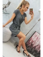 Šaty s obálkovým spodním dílem grafitové melanžové Šaty s obálkovým spodním dílem grafitové melanžové