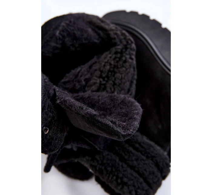 Dámské semišové boty na klínku černé model 21605548 - Boto