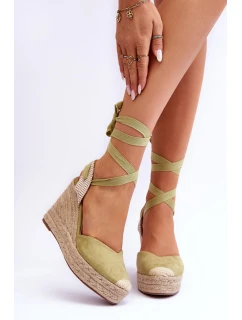Vázané Sandály Na Vysokém Klínu Zelené Lendy