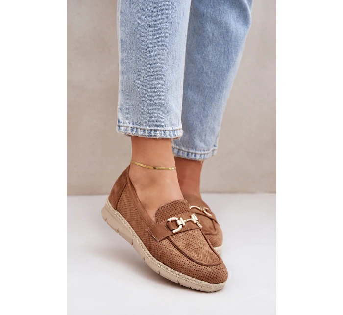 mokasíny se zlatým detailem a  hnědé model 21683739 - Boto