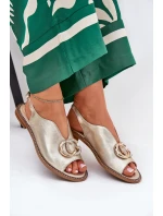 Kožené Sandály Na Plochém Podpatku S Ozdobou Laura Messi 2865 Zlaté