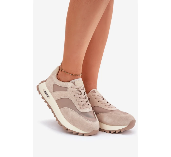 Semišové Sneakersy Na Platformě Dámské Big Star RR274897 HI-POLY SYSTEM Béžové Semišové Sneakersy Na Platformě Dámské Big Star RR274897 HI-POLY SYSTEM Béžové