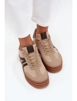 Sametové dámské tenisky na platformě Béžové model 21709523 - Boto Sametové dámské tenisky na platformě Béžové model 21709523 - Boto