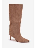 Dámské kozačky na vyhřívané na Béžové olivové model 21757553 - Boto