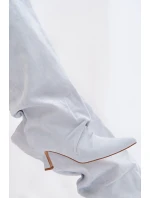 Kozačky s širokým lemem a na podpatku Modré model 22031782 - Boto