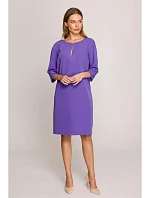 S394 Šaty uvolněného střihu s výstřihem s klíčovou dírkou - fialové