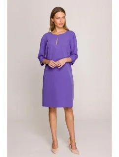 Šaty uvolněného střihu s výstřihem s  fialové model 20966103 - STYLOVE