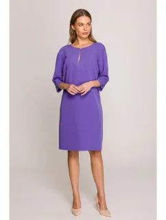 Šaty uvolněného střihu s výstřihem s  fialové model 20966103 - STYLOVE