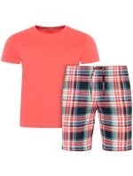 Pánské pyžamo 500001 378 korálové s kárem - Jockey