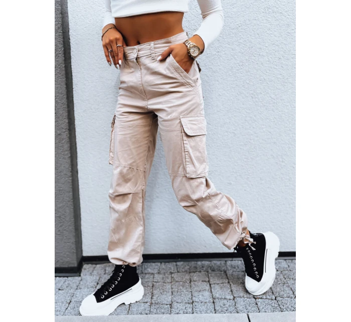 SHIMMERING dámské padákové kalhoty světle béžové FashionStreet UY1674