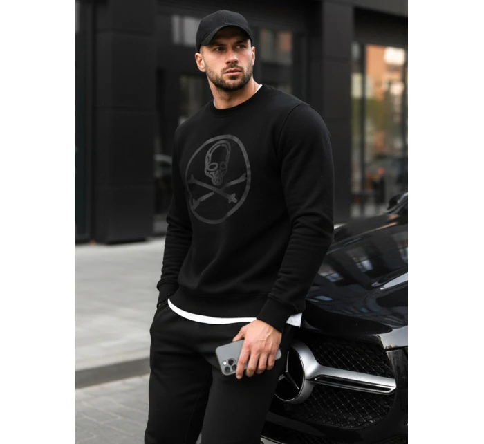 Pánská mikina s potiskem černá FashionStreet BX5948 Pánská mikina s potiskem černá FashionStreet BX5948