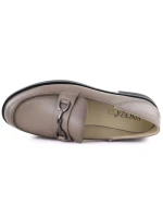 Dámské kožené polobotky mokasíny béžové model 22015081 - VINCEZA