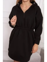 Zateplené šaty s kapucí černé