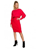M690 Kombinované pletené šaty - červené
