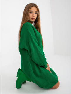 Zelené pletené šaty s výstřihem do V RUE PARIS