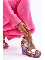 Dámské sandály na klínu stříbrné Calderia Dámské sandály na klínu stříbrné Calderia