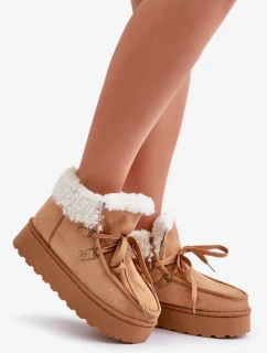 Dámské sněhule na platformě s kožešinou typu Branek Camel Ciabellae