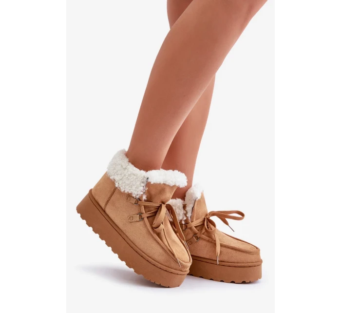 Dámské sněhule na platformě s kožešinou typu Branek Camel Ciabellae Dámské sněhule na platformě s kožešinou typu Branek Camel Ciabellae
