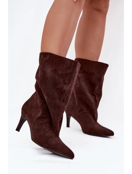 Dámské kotníkové boty na jehlovém podpatku Solvienne – čokoládové Dámské kotníkové boty na jehlovém podpatku Solvienne – čokoládové